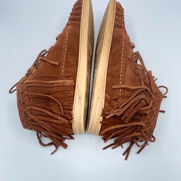 Zodiac Vera Leather Saddle Brown Fringe Boho Suede Moccasin Boots NWOT Size 8.5 - Picture 8 of 16